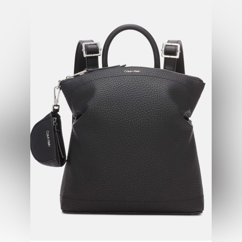 Calvin Klein Women's Cypress 2 in 1 Top Zip Backpack, One Size, Black/Silver